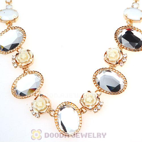 Crystal Resin Rose Flower Bubble Choker Bib Necklaces Wholesale