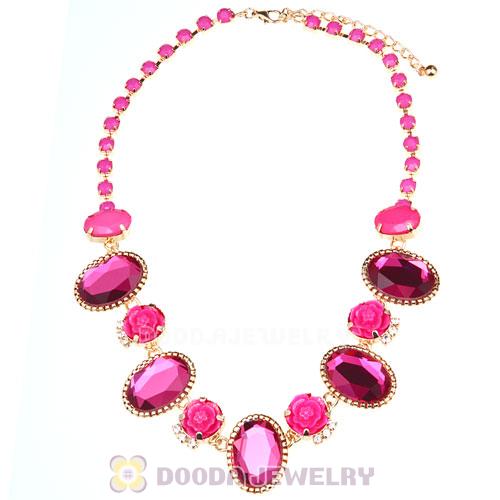 Resin Crystal Rose Flower Bubble Choker Bib Necklaces Wholesale
