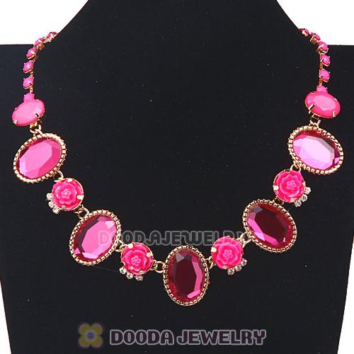 Resin Crystal Rose Flower Bubble Choker Bib Necklaces Wholesale