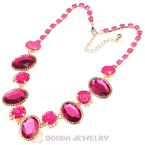 Resin Crystal Rose Flower Bubble Choker Bib Necklaces Wholesale