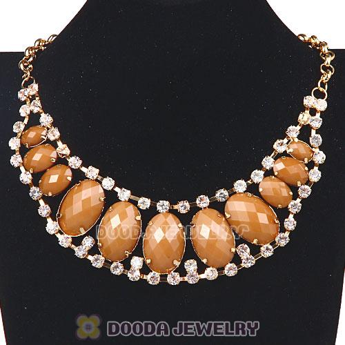 Ladies Chunky Resin Rhinestone Crystal Bib Necklaces Wholesale