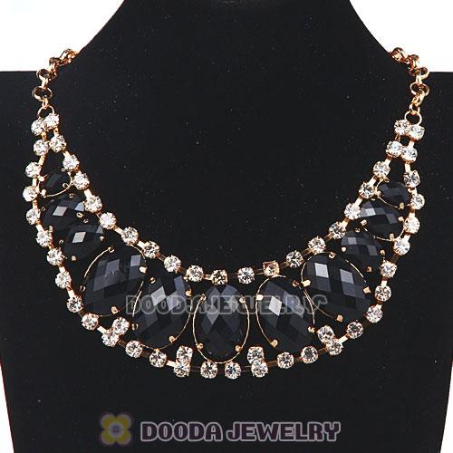 Ladies Chunky Resin Rhinestone Crystal Bib Necklaces Wholesale