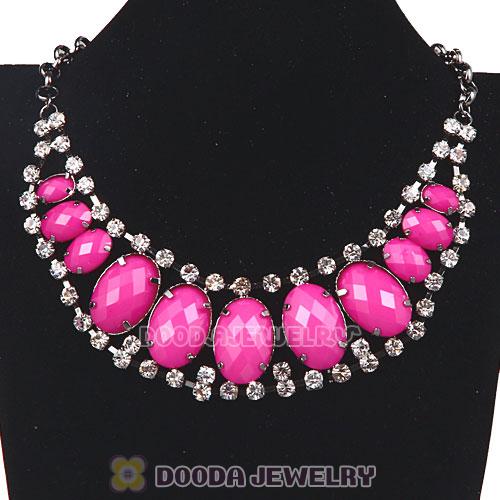 Ladies Chunky Resin Rhinestone Crystal Bib Necklaces Wholesale