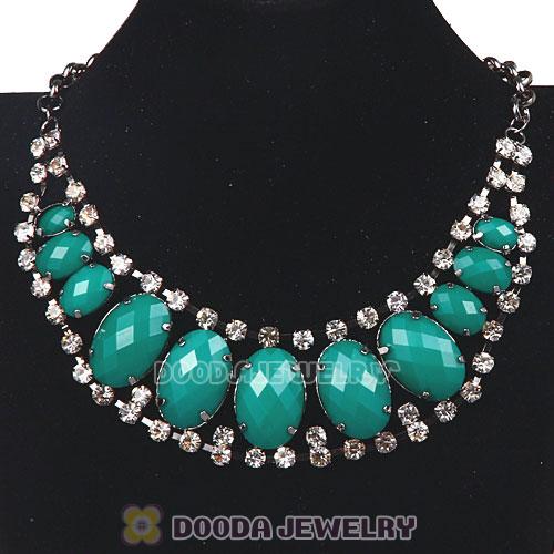 Ladies Chunky Resin Rhinestone Crystal Bib Necklaces Wholesale