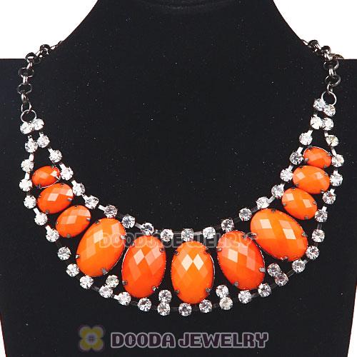 Ladies Chunky Resin Rhinestone Crystal Bib Necklaces Wholesale