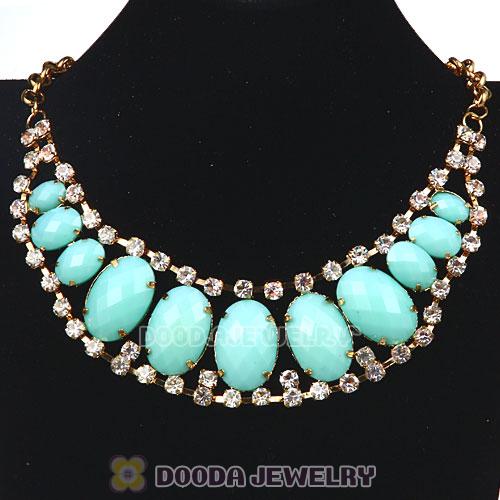 Ladies Chunky Resin Rhinestone Crystal Bib Necklaces Wholesale