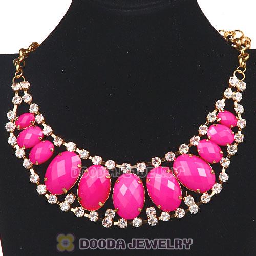 Ladies Chunky Resin Rhinestone Crystal Bib Necklaces Wholesale
