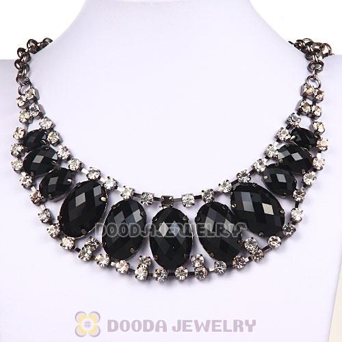 Ladies Chunky Resin Rhinestone Crystal Bib Necklaces Wholesale