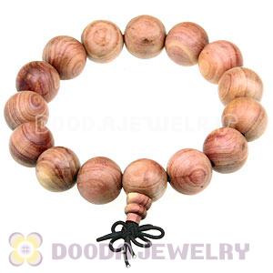 15mm Peach Wooden Beads Tibetan Buddhist Prayer Bracelet Wrist Mala