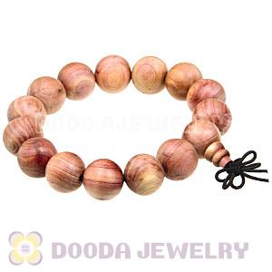 15mm Peach Wooden Beads Tibetan Buddhist Prayer Bracelet Wrist Mala