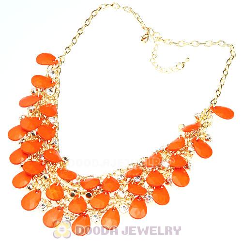 Multilayers Cascade Orange Resin Teardrop Bib Necklaces Wholesale