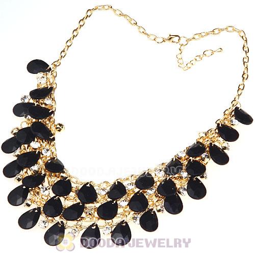 Multilayers Cascade Black Resin Teardrop Bib Necklaces Wholesale