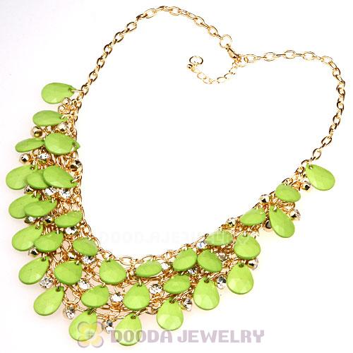 Multilayers Cascade Olivine Resin Teardrop Bib Necklaces Wholesale