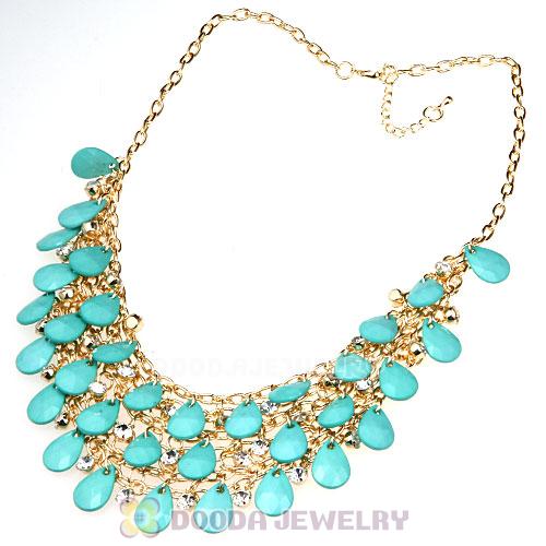 Multilayers Cascade Turquoise Resin Teardrop Bib Necklaces Wholesale