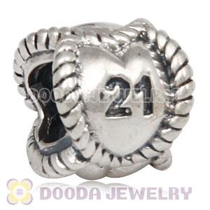 European Sterling Silver Message Bead Birthday Milestones 21 Charm Wholesale