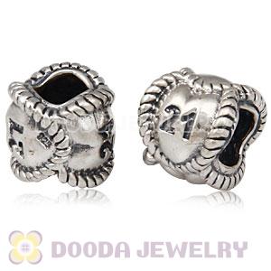 European Sterling Silver Message Bead Birthday Milestones 21 Charm Wholesale