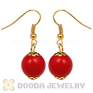 Fashion Gold Plated Coral Red Hoop Plastic Bubble Earrings Wholesale