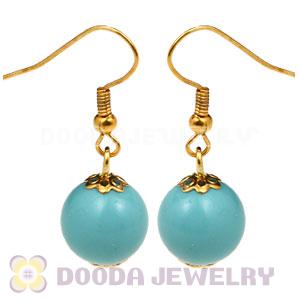 Fashion Gold Plated Hoop Plastic Bubble Earrings Turquoise Wholesale