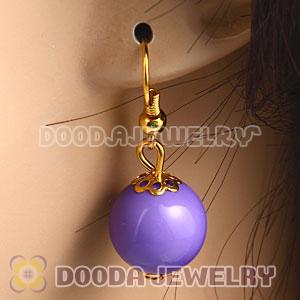 Fashion Gold Plated Lavender Hoop Plastic Bubble Earrings Wholesale