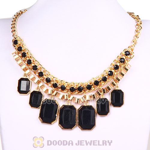 Chunky Black Resin Diamond Choker Bib Necklaces Wholesale