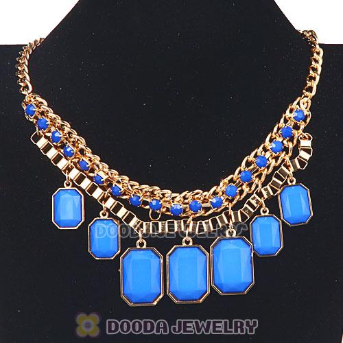 Chunky Blue Resin Diamond Choker Bib Necklaces Wholesale