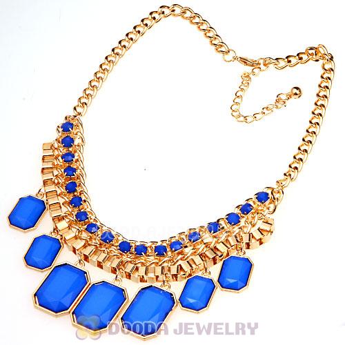 Chunky Resin Diamond Choker Blue Bib Necklaces Wholesale