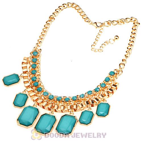 Chunky Turquoise Resin Diamond Choker Bib Necklaces Wholesale