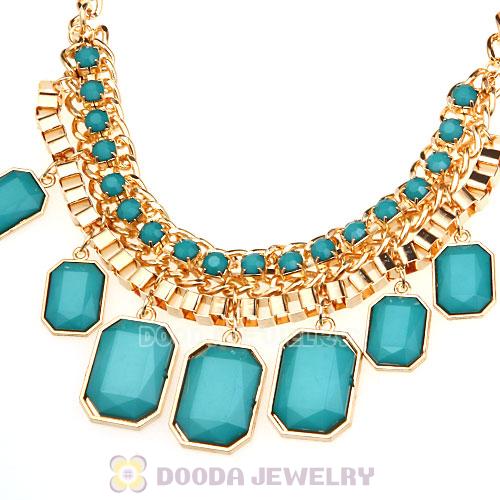 Chunky Turquoise Resin Diamond Choker Bib Necklaces Wholesale
