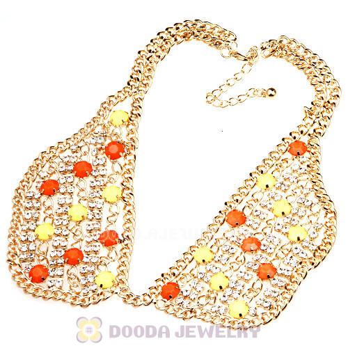 Crystal Resin Rhinestone Choker Collar Bib Necklaces Wholesale