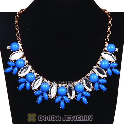 Resin Rhinestone Crystal Marquess Fleur Flower Choker Bib Necklaces Wholesale