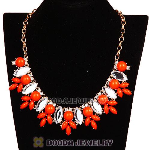 Resin Rhinestone Crystal Marquess Fleur Flower Choker Bib Necklaces Wholesale
