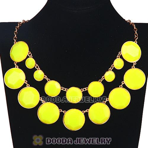 Fashion 2012 Women Yellow Resin Bubble Bib Statement Necklace Wholesale