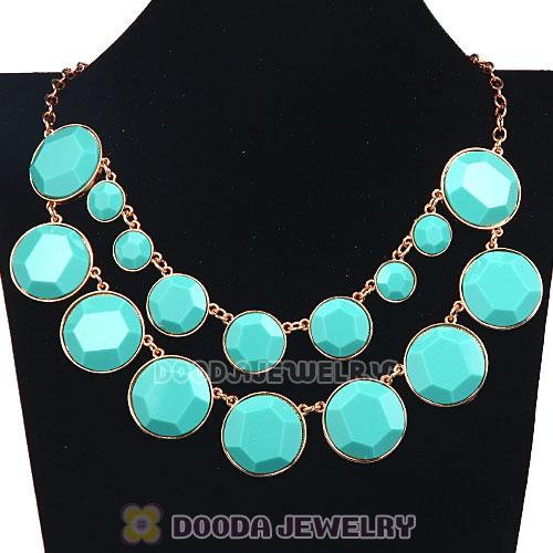 Fashion 2012 Women Resin Bubble Bib Statement Necklace Turquoise Wholesale