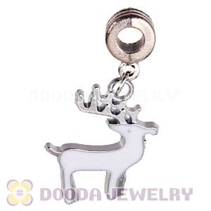 Platinum Plated Enamel European Christmas Reindeer Dangle Charms Wholesale