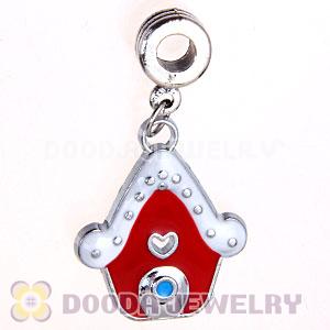 Platinum Plated Enamel European Christmas House Dangle Charms Wholesale