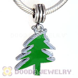 Platinum Plated Enamel European Christmas Tree Dangle Charms Wholesale