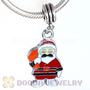 Platinum Plated Enamel European Christmas Santa Claus Dangle Charms Wholesale