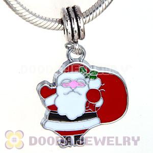 Platinum Plated Enamel European Christmas Santa Claus Dangle Charms Wholesale