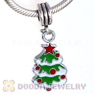 Platinum Plated Enamel European Christmas Tree Dangle Charms Wholesale