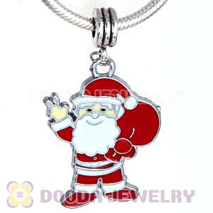 Platinum Plated Enamel European Santa Claus Dangle Charms Wholesale