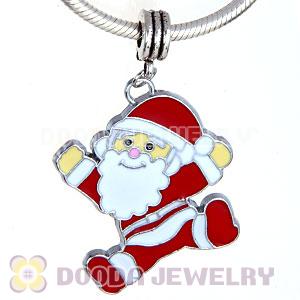 Platinum Plated Enamel European Santa Claus Dangle Charms Wholesale