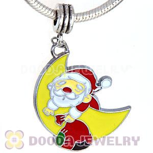 Platinum Plated Enamel European Santa Claus Dangle Charms Wholesale