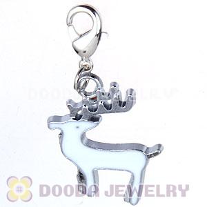 Platinum Plated Enamel European Jewelry Christmas Reindeer Charms Wholesale