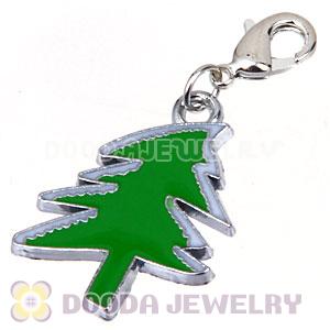 Platinum Plated Enamel European Jewelry Christmas Tree Charms Wholesale