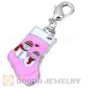 Platinum Plated Enamel European Jewelry Christmas Socks Stockings Charms Wholesale