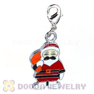 Platinum Plated Enamel European Jewelry Christmas Santa Claus Charms Wholesale