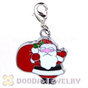 Platinum Plated Enamel European Jewelry Christmas Santa Claus Charms Wholesale