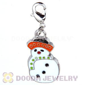 Platinum Plated Enamel European Jewelry Snowman Charms Wholesale