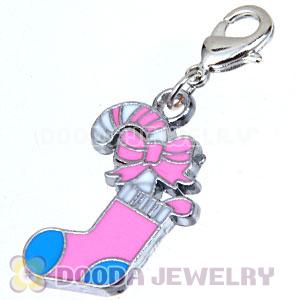 Platinum Plated Enamel European Jewelry Christmas Stockings Charms Wholesale