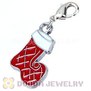 Platinum Plated Enamel European Jewelry Christmas Socks Stockings Charms Wholesale